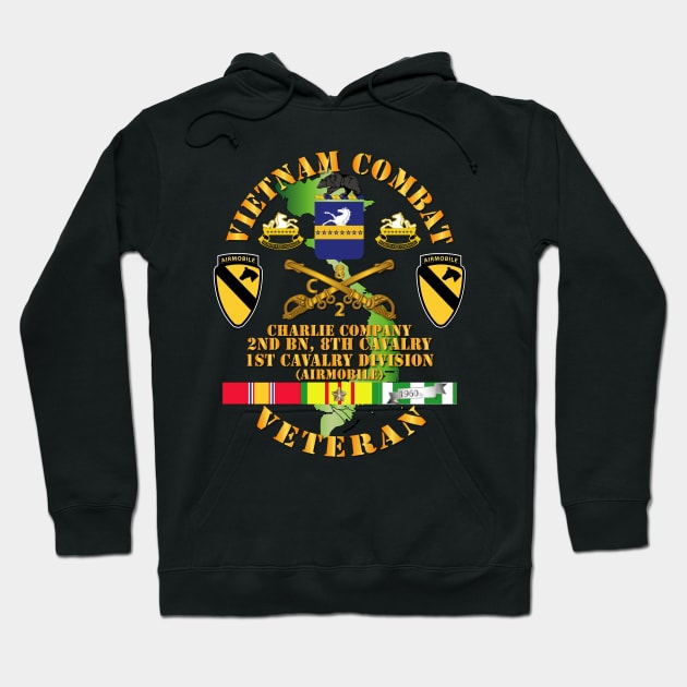 Vietnam Combat Cavalry Veteran w Charlie - 2nd Bn 8th Cav COA - 1st Cav Div SSI Hoodie by twix123844